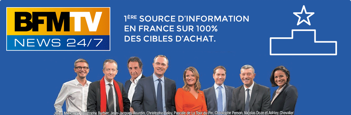 BFMTV, 1ère source d'information en France sur 100% des cibles d'achat